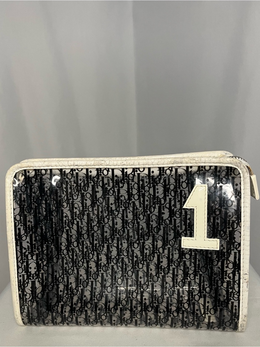 Vintage Dior Clear Classic Monogram Cosmetic  PVC John Galliano Era